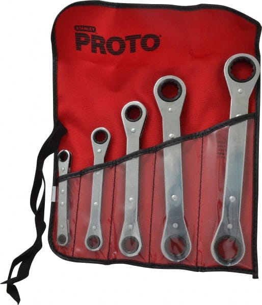 Ratcheting Box Wrench Set: 5 Pc, Inch