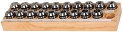 Collet Set: 19 Pc, Series ER25, 1/16 to 5/8" Capacity