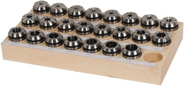 Collet Set: 23 Pc, Series ER32, 1/8 to 13/16" Capacity