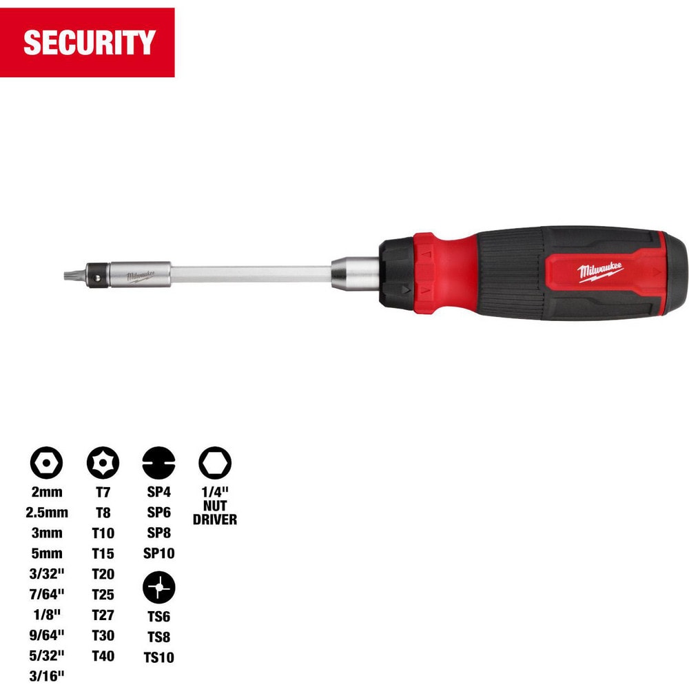 Bit Screwdrivers; Type: Multi-Bit Screwdriver ; Tip Type: Torx; Spanner; Nut Driver; Hex ; Drive Size (TXT): 1/4 in ; Screwdriver Size Range: Hex: 3/32 in - 3/16 in; Nut Driver: 1/4 in; Spanner: #4, #6, #8, #10