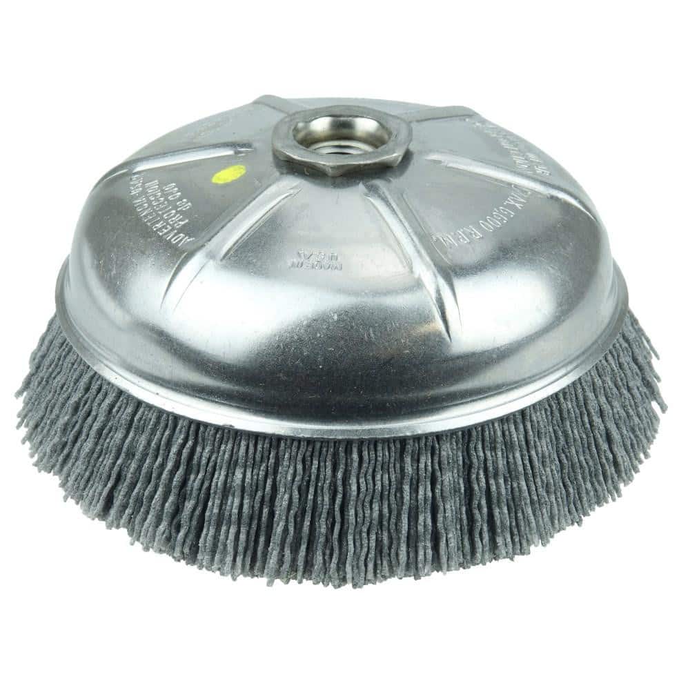 Weiler 14516 Cup Brush: 6" Dia, 0.035" Wire Dia, Nylon, Crimped 