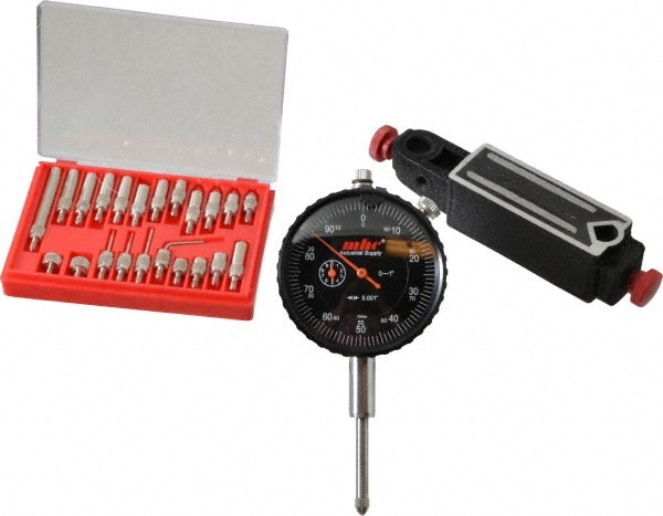 Dial Indicator & Base Kit: 0-100 Dial Reading