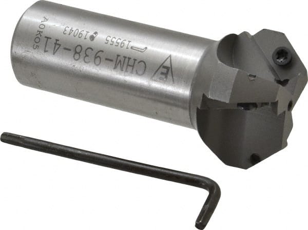 Everede Tool 1272 41° Lead Angle, 0.938" to 1.664" Cut Diam, 1" Shank Diam, Indexable & Chamfer End Mill 
