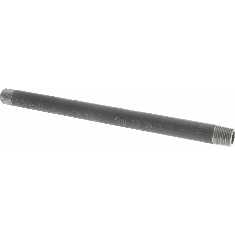 Black Pipe Nipple: 1/2" Dia x 12" Long, Schedule 80