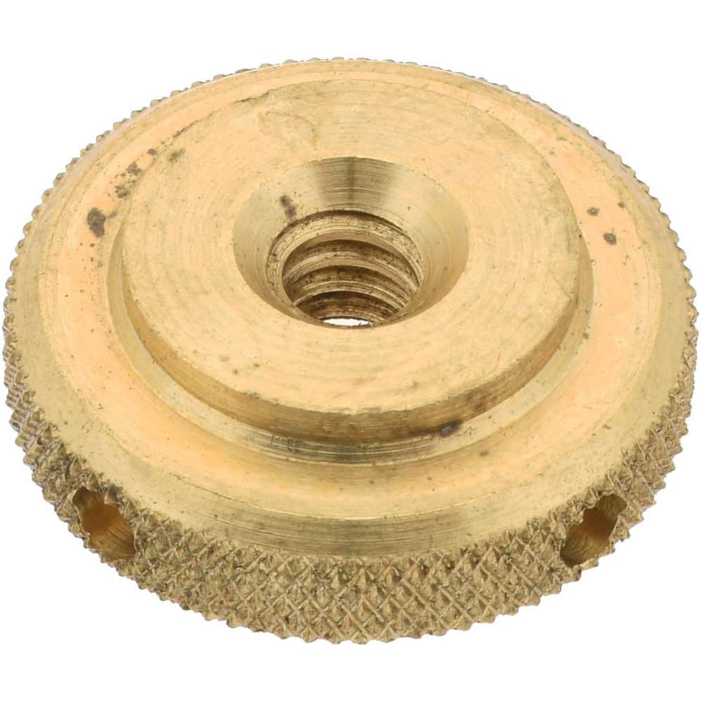 #10-24 UNC Thread, Uncoated, Brass Round Knurled Check Nut