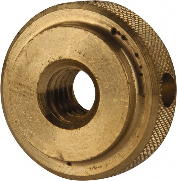 5/16-18" UNC Thread, Uncoated, Brass Round Knurled Check Nut