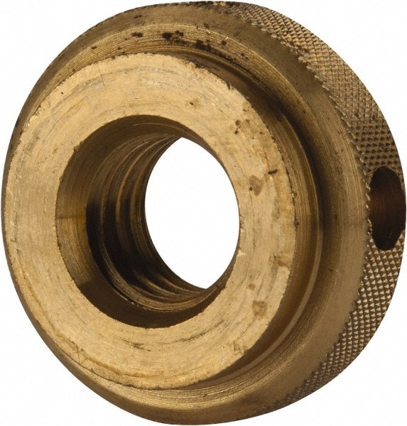 1/2-13" UNC Thread, Uncoated, Brass Round Knurled Check Nut