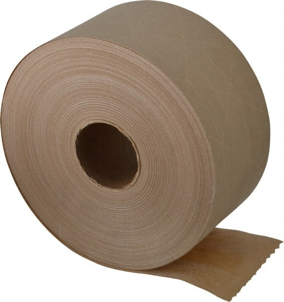 Packing Tape: 3" Wide, 375' Long, Brown, Water-Activated Adhesive