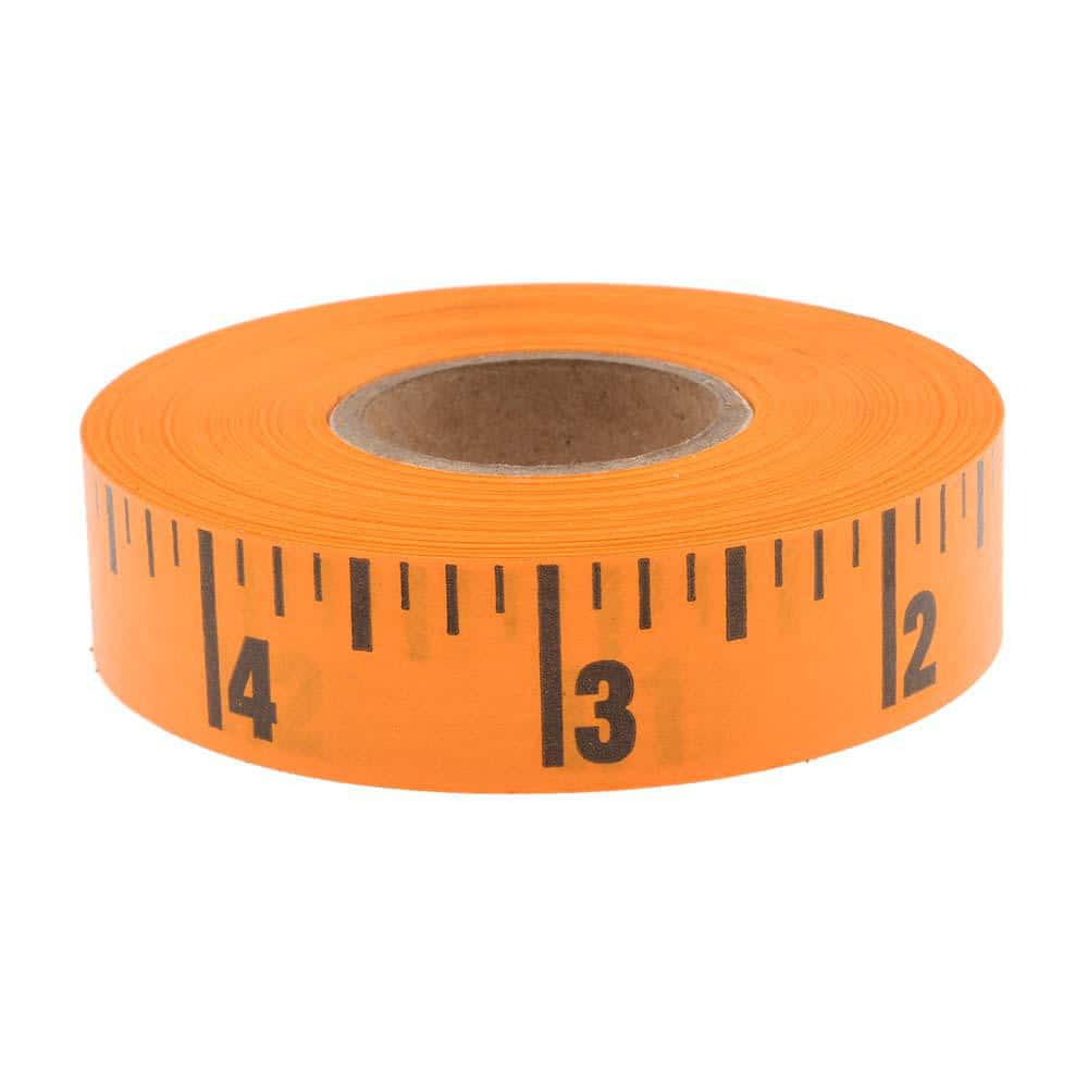 Made in USA - 60 Ft. Long x 5/8 Inch Wide, 1/4 Inch Graduation, Orange, Adhesive  Tape Measure - 00322420 - MSC Industrial Supply