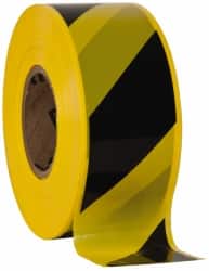 1,000' Long x 3" Wide Roll, Polyethylene, Black & Yellow Barricade Tape