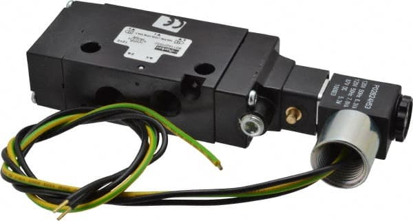 1/4" Inlet x 1/4" Outlet, Single Solenoid Actuator, Air Return, 2 Position, Body Ported Solenoid Air Valve