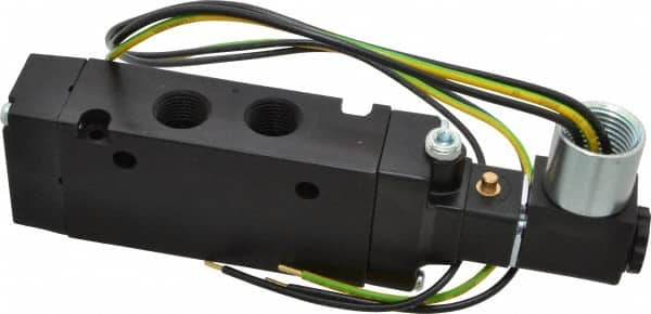 3/8" Inlet x 3/8" Outlet, Single Solenoid Actuator, Air Return, 2 Position, Body Ported Solenoid Air Valve