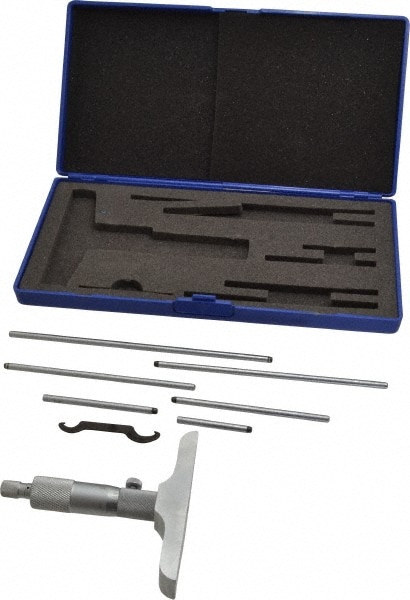 Mechanical Depth Micrometer: 6'' Range, 6 Rod