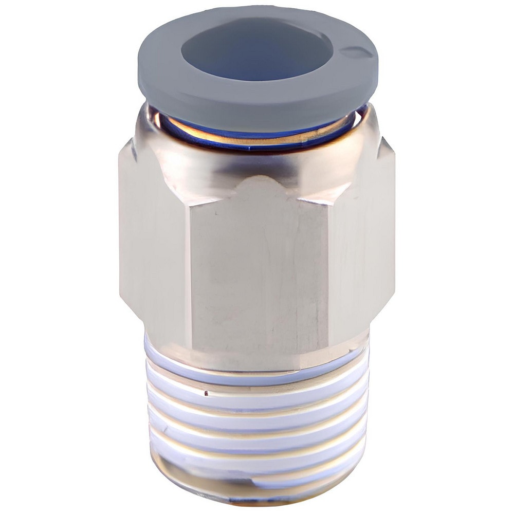 Push-To-Connect Tube to Male & Tube to Male NPT Tube Fitting: Adapter, Straight, 3/8" Thread, 5/16" OD