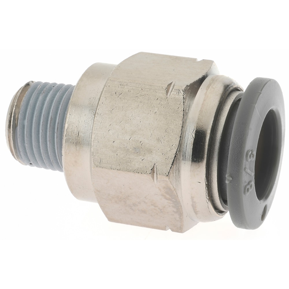 Push-To-Connect Tube to Male & Tube to Male NPT Tube Fitting: Adapter, Straight, 1/8" Thread, 3/8" OD
