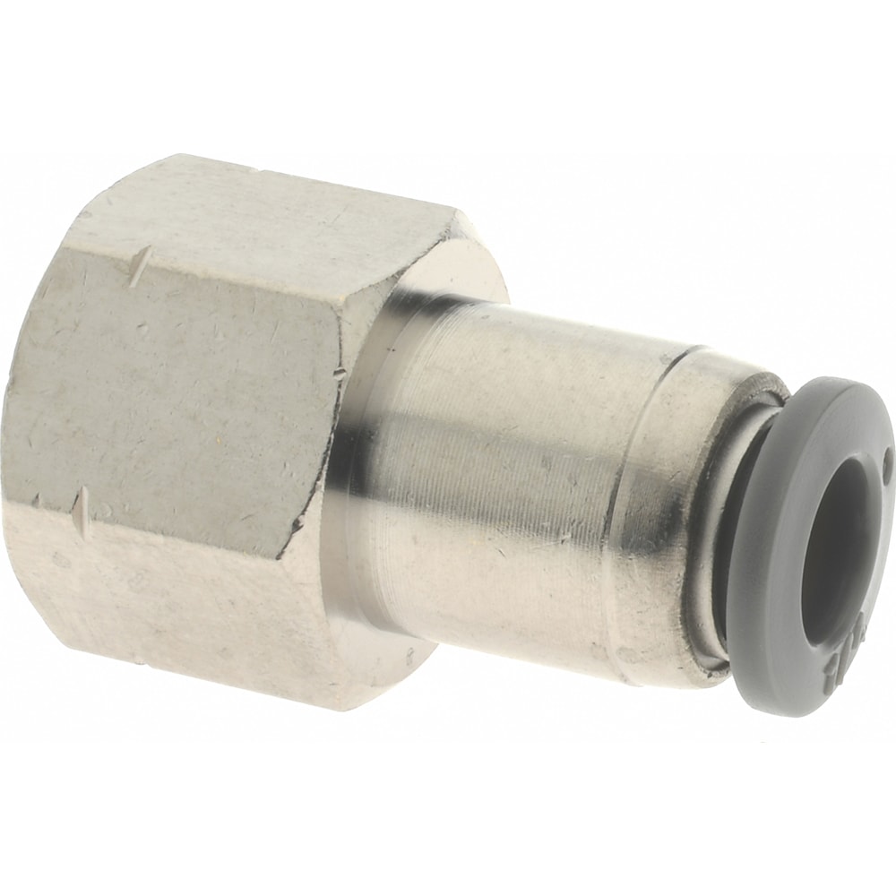 Push-To-Connect Tube to Female & Tube to Female NPT Tube Fitting: Adapter, Straight, 1/4" Thread, 1/4" OD