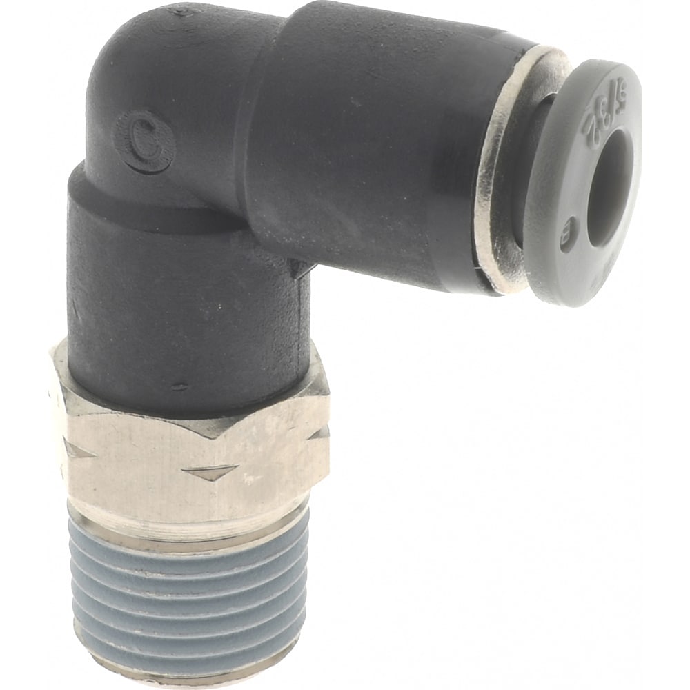 Push-To-Connect Tube to Male & Tube to Male NPT Tube Fitting: 90 ° Swivel Elbow, 1/8" Thread, 5/32" OD