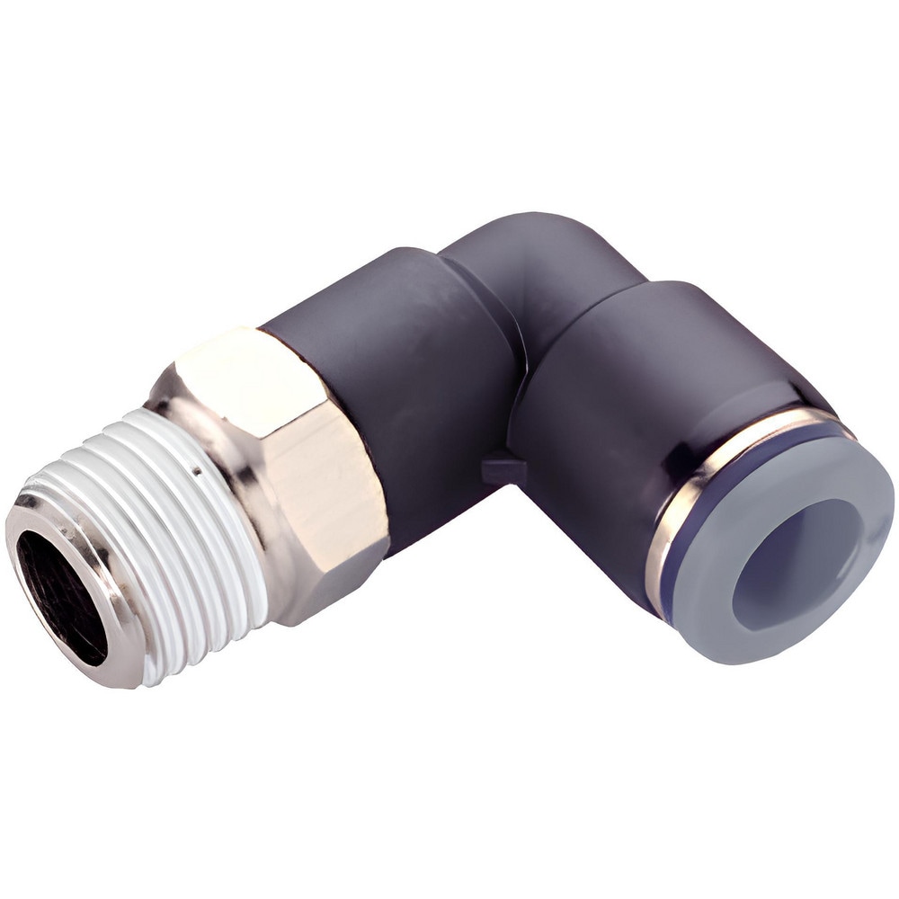 Push-To-Connect Tube to Male & Tube to Male NPT Tube Fitting: 90 ° Swivel Elbow, 1/4" Thread, 5/32" OD