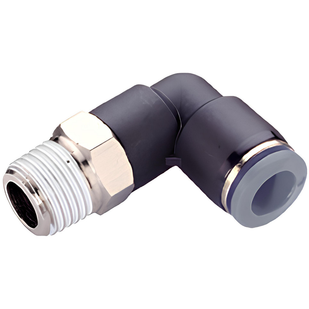 Numatics 1/2 Hose X 3/8 NPT Push To Connect 90° Swivel Elbow Fittings - 4 Pack