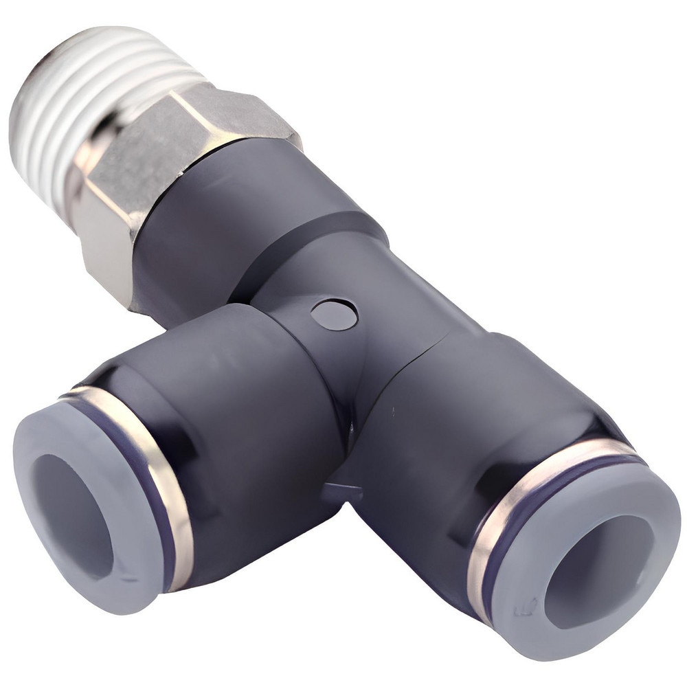 Push-To-Connect Tube to Male & Tube to Male NPT Tube Fitting: Swivel Side Tee Adapter, Tee 1/8" Thread, 5/32" OD