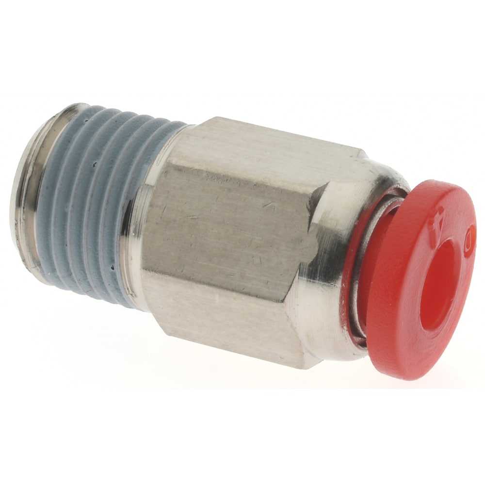 Push-To-Connect Tube to Male & Tube to Male BSPT Tube Fitting: ISO R Male Connector, Straight, 1/8" Thread