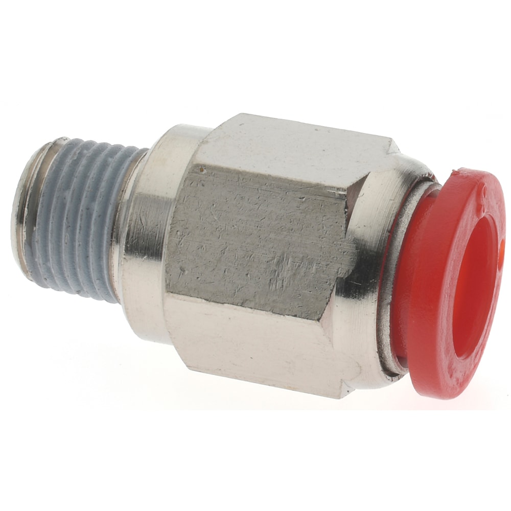 Push-To-Connect Tube to Male & Tube to Male BSPT Tube Fitting: ISO R Male Connector, Straight, 1/8" Thread