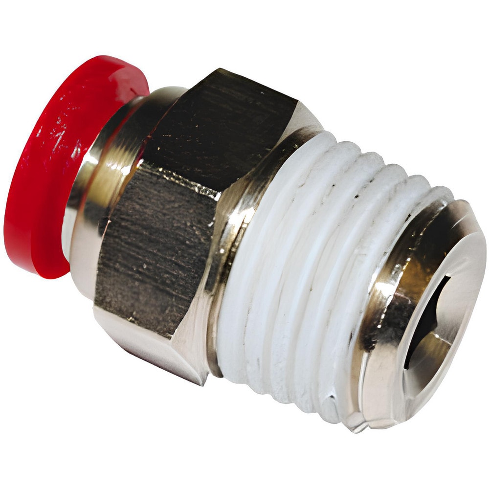 Push-To-Connect Tube to Male & Tube to Male BSPT Tube Fitting: ISO R Male Connector, Straight, 1/2" Thread