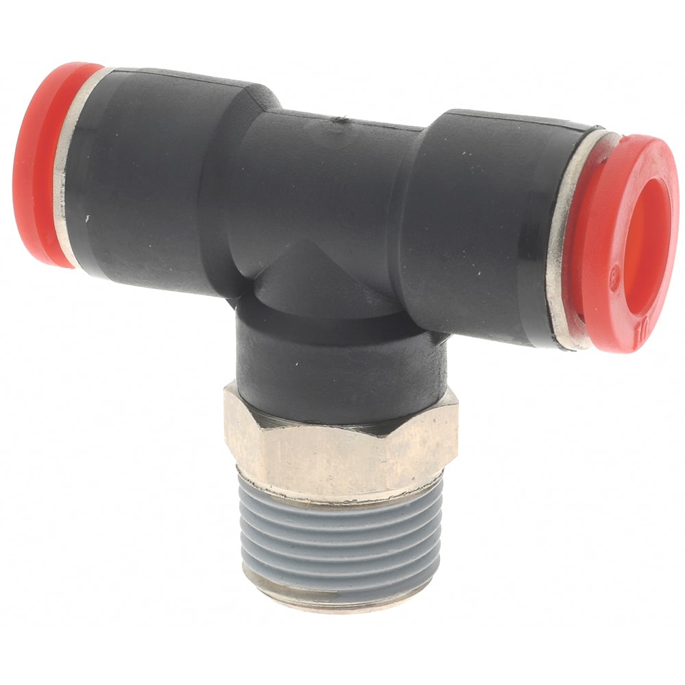 Norgren C01671038 Push-To-Connect Tube to Male & Tube to Male BSPT Tube Fitting: 3/8" Thread Image