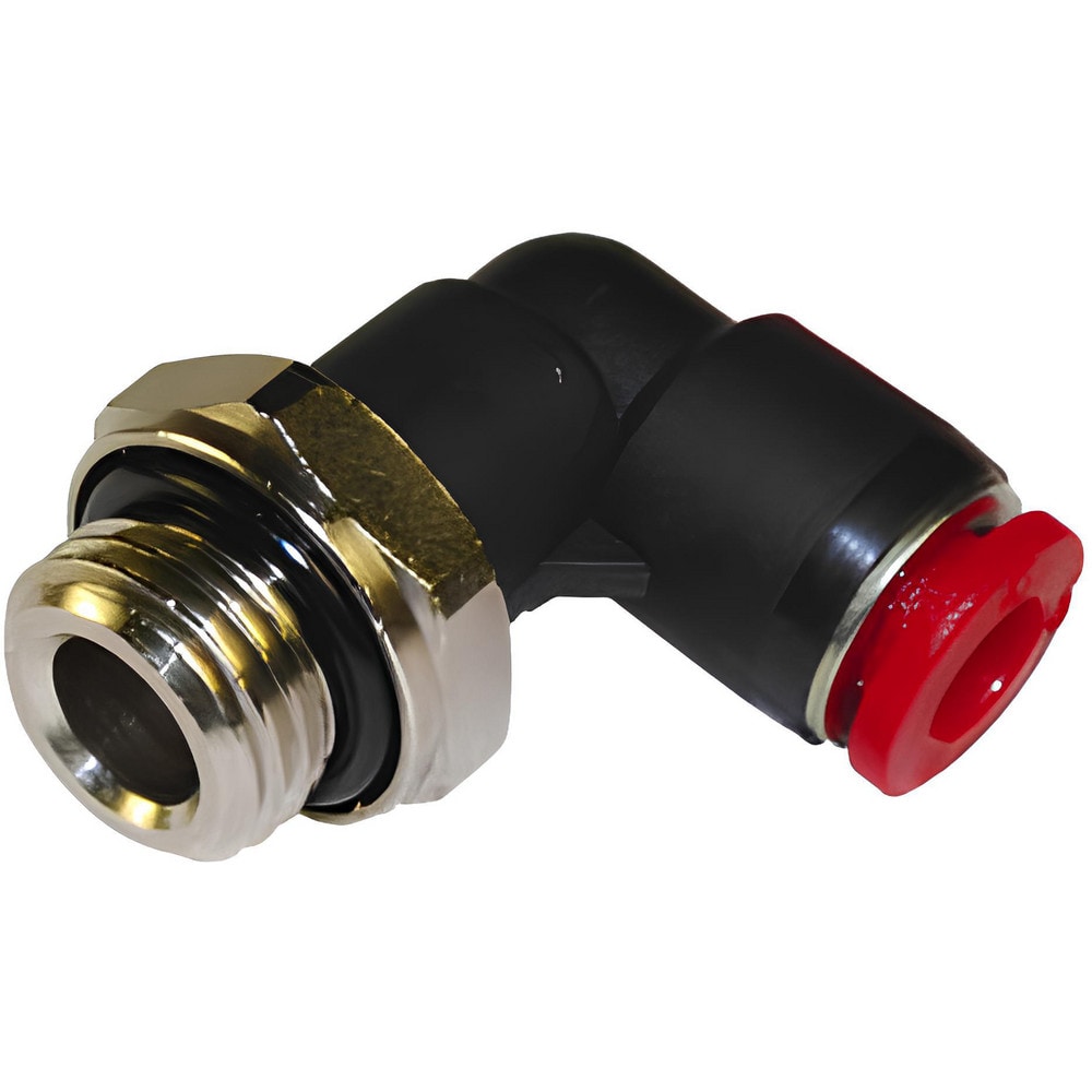 Push-To-Connect Tube to Male & Tube to Male BSPP Tube Fitting: 90 ° Swivel Elbow Adapter, 1/8" Thread