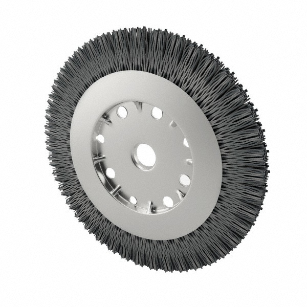 6" OD, 5/8" Arbor Hole, Crimped Nylon Wheel Brush 5/8" Face Width, 7/
