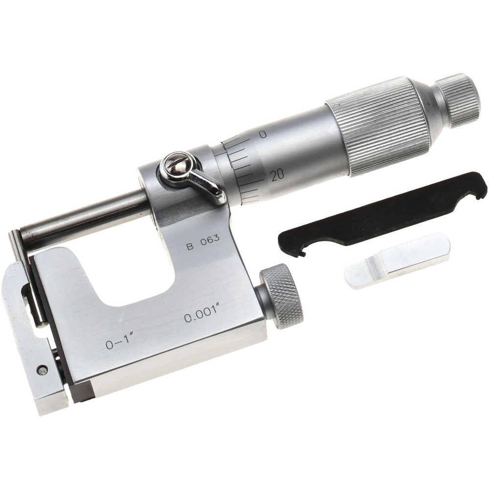 0 to 1 Inch Range, Carbide Face, Satin Chrome Coated, Mechanical Multi Anvil Micrometer