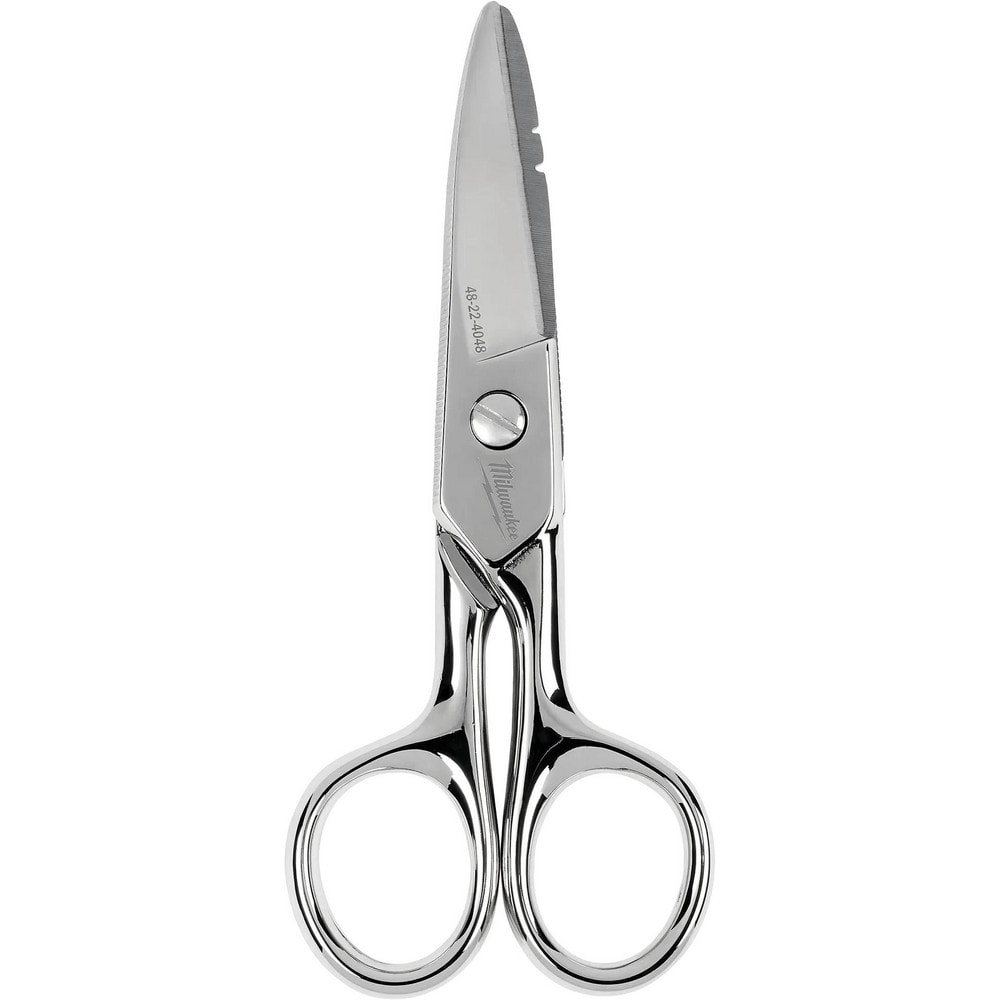 Scissors & Shears; Blade Material: Stainless Steel ; Handle Material: Stainless Steel ; Application: Cutting electrical materials, specifically in low voltage applications. ; Cutting Length: 1.875in ; Handle Type: Straight ; Handle Style: Steel