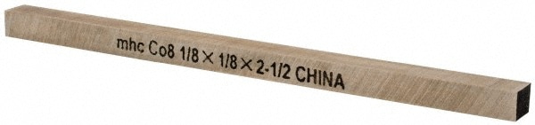 Tool Bit Blank: 1/8" Width, 1/8" Height, 2-1/2" OAL, M42, Cobalt, Square