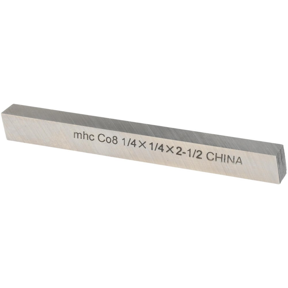 Tool Bit Blank: 1/4" Wide, 1/4" High, 2-1/2" OAL, M42 Cobalt, Square