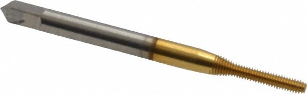 Thread Forming Tap: M2x0.40 Metric Coarse, Bottoming, High Speed Steel, TiN Coated
