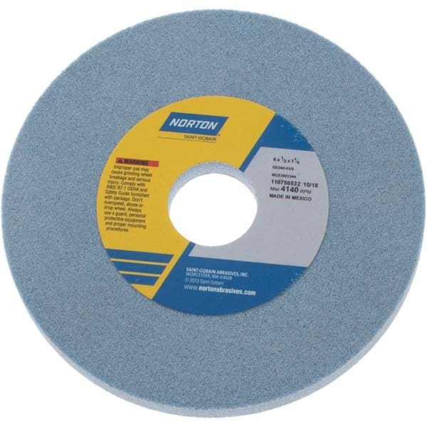 Surface Grinding Wheel: 6" Dia, 1/2" Thick, 1-1/4" Hole, 60 Grit, K Hardness