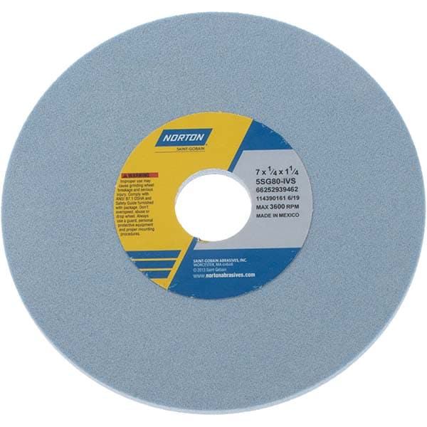 Surface Grinding Wheel: 7" Dia, 1/4" Thick, 1-1/4" Hole, 80 Grit, I Hardness