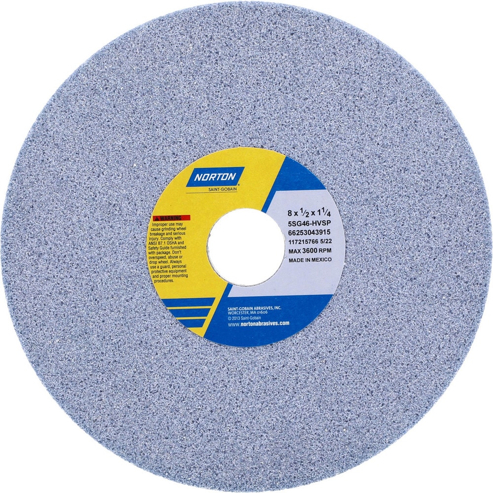 Surface Grinding Wheel: 8" Dia, 1/2" Thick, 1-1/4" Hole, 46 Grit, H Hardness