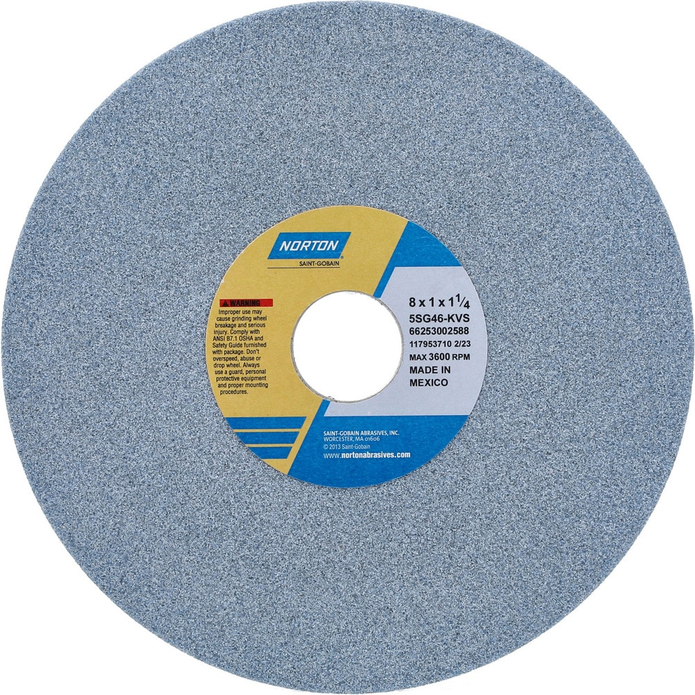 Surface Grinding Wheel: 8" Dia, 1" Thick, 1-1/4" Hole, 46 Grit, K Hardness