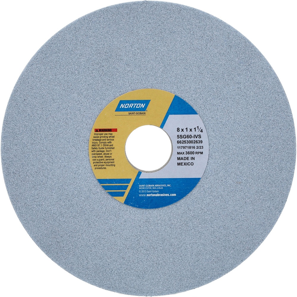 Surface Grinding Wheel: 8" Dia, 1" Thick, 1-1/4" Hole, 60 Grit, I Hardness