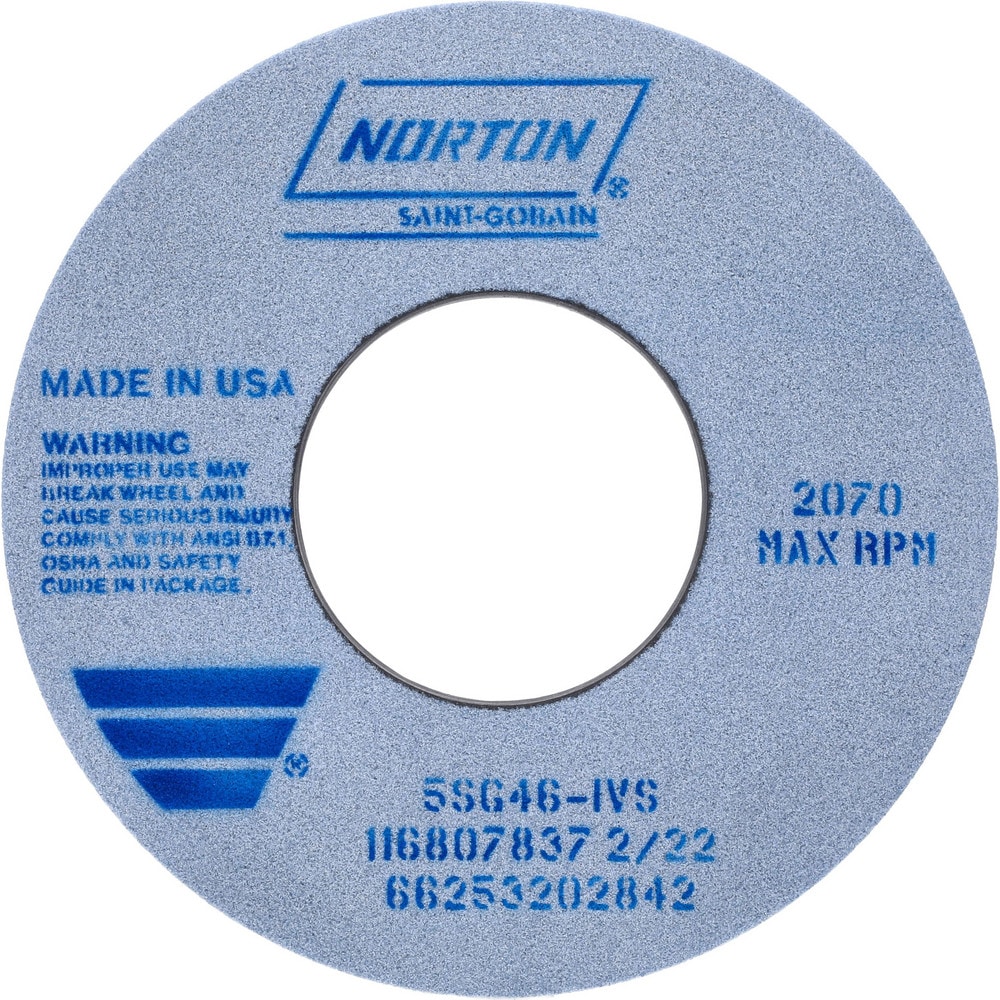 Surface Grinding Wheel: 12" Dia, 1-1/2" Thick, 5" Hole, 46 Grit, I Hardness