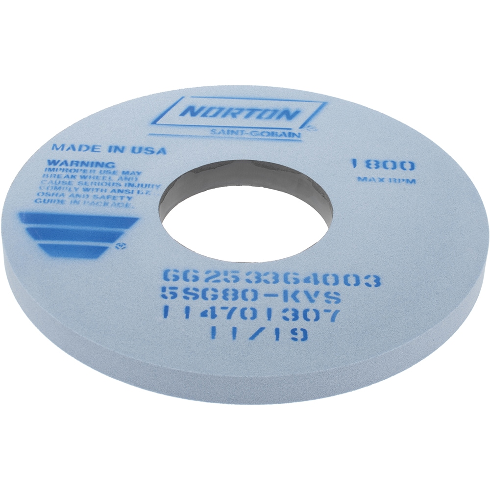 Surface Grinding Wheel: 14" Dia, 1" Thick, 5" Hole, 80 Grit, K Hardness