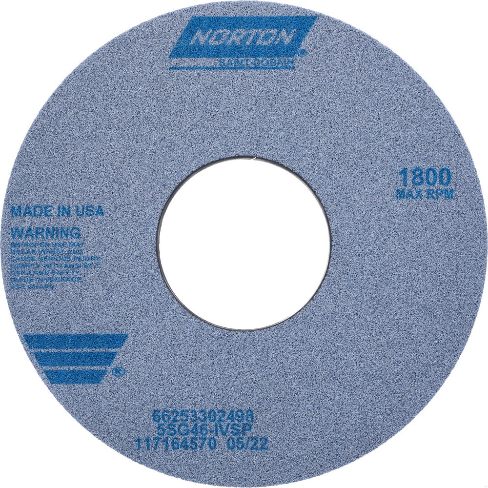 Surface Grinding Wheel: 14" Dia, 1-1/2" Thick, 5" Hole, 46 Grit, I Hardness