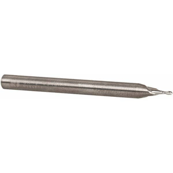 Ball End Mill: 0.031" Dia, 0.093" LOC, 2 Flute, Solid Carbide