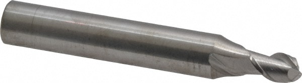 Corner Radius End Mill: 1/4" Dia, 3/8" LOC, 0.01" Radius, 2 Flutes, Solid Carbide