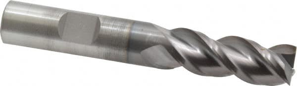 Cleveland C40077 Square End Mill: 1/2 Dia, 1-1/4 LOC, 1/2 Shank Dia, 3-1/4 OAL, 3 Flutes, Powdered Metal 