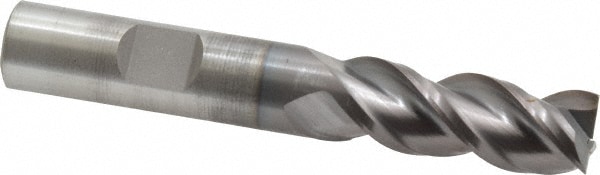 Square End Mill: 1/2'' Dia, 1-1/4'' LOC, 1/2'' Shank Dia, 3-1/4'' OAL, 3 Flutes, Powdered Metal