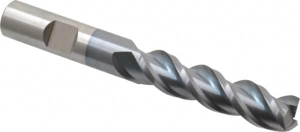Cleveland C40079 Square End Mill: 1/2 Dia, 2 LOC, 1/2 Shank Dia, 4 OAL, 3 Flutes, Powdered Metal 