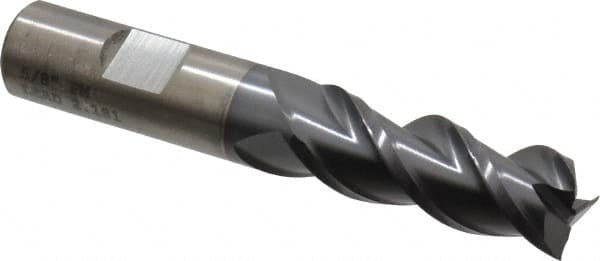 Cleveland C40083 Square End Mill: 5/8 Dia, 1-5/8 LOC, 5/8 Shank Dia, 3-7/8 OAL, 3 Flutes, Powdered Metal 