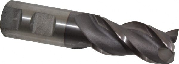 Cleveland C40356 Square End Mill: 1 Dia, 2 LOC, 1 Shank Dia, 4-1/2 OAL, 3 Flutes, Powdered Metal 